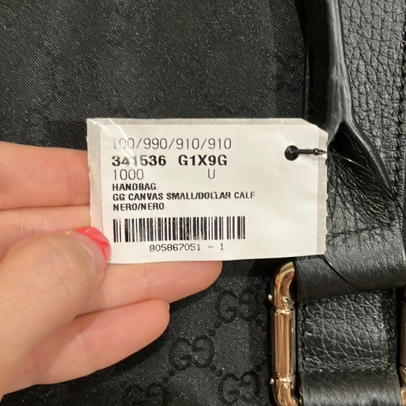 GG Canvas Small/Dollar Calf Nero - Gucci Outlet Handbag - Made in Italy 341536 - Picture 15 of 17